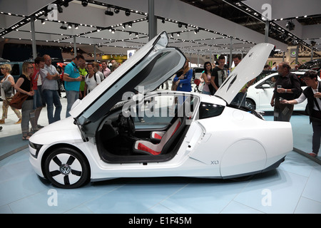 VW XL1 concept-car à l'AMI - Salon International de l'Auto Mobile le 1er juin 2014 à Leipzig, Saxe, Allemagne Banque D'Images
