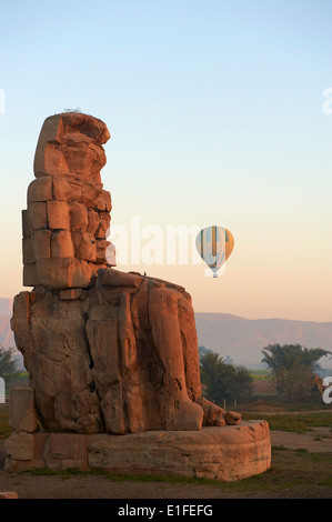 Colosses de Memnon, sculpté pour représenter la xviiième dynastie pharaon Aménophis III, rive ouest du Nil, à Thèbes, Egypte Banque D'Images