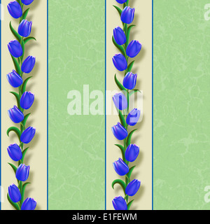 Abstract grunge background transparent avec tulipes bleu Banque D'Images