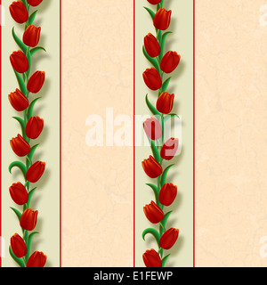 Abstract grunge background transparent avec tulipes rouges sur rond Banque D'Images