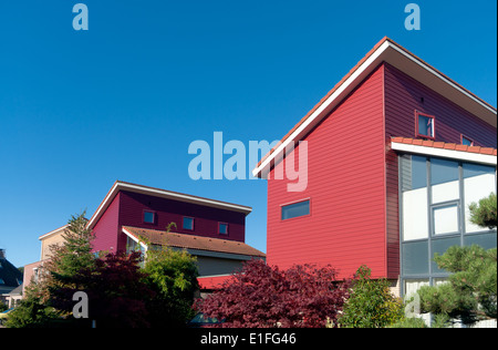 Maisons colorées modernes à Oldenzaal, Pays Bas Banque D'Images