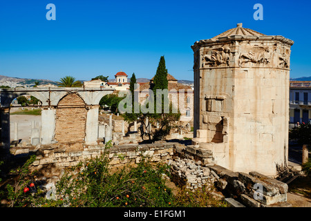 Grèce, Athènes, la Tour des Vents dans l'Agora romaine d'Athènes Banque D'Images