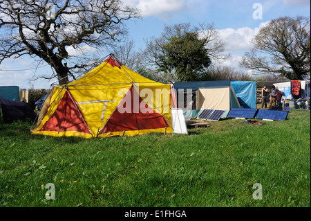 La protection communautaire d'Upton Camp, un camp de protestation anti-fracturation près de Chester. Banque D'Images