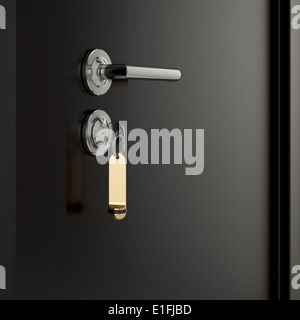 Illustration 3d avec serrure à clé de l'étiquette d'or blanc Banque D'Images