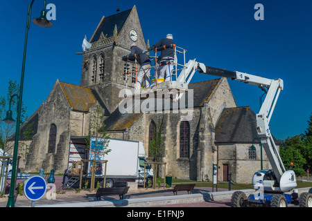 Ste. Mere-Eglise, Normandie. Préparation pour le 70e anniversaire du D-day. Banque D'Images