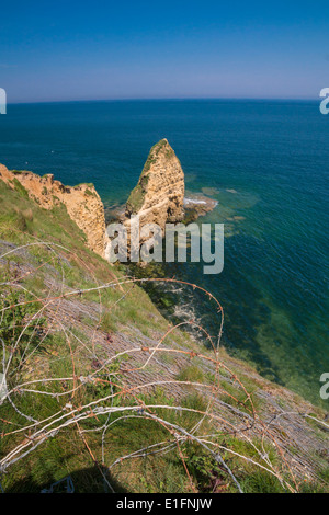 Point du Hoc, Normandie, France, le site d'une attaque audacieuse par US Army Rangers le jour J, le 6 juin 1944. Banque D'Images