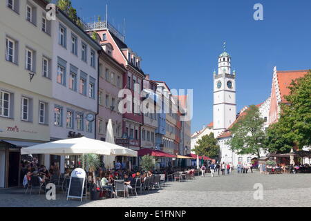 La Place Marienplatz avec Waaghaus et Blaserturm Tower, Ravensburg, en Haute Souabe, Baden Wurtemberg, Allemagne, Europe Banque D'Images