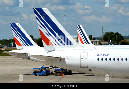 La queue des avions d'Air France Roissy Charles-de-Gaulle International France Banque D'Images