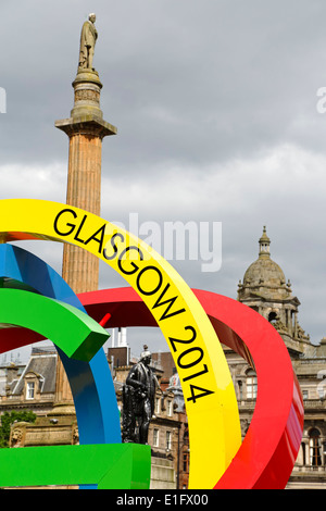 Détail du logo des Jeux du Commonwealth de Glasgow 2014 The Big G on George Square dans le centre-ville de Glasgow, Écosse, Royaume-Uni Banque D'Images