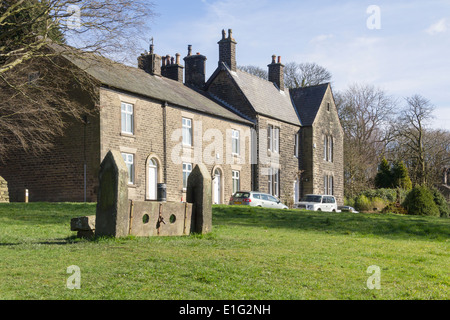 Les stocks sur le village vert dans Rivington, Lancashire. Le village est en grande partie une zone de conservation. Banque D'Images