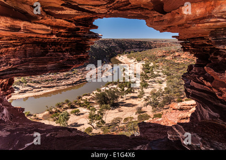 Parc national de KALBARRI, NATURE'S WINDOW, MURCHISON RIVER, AUSTRALIE OCCIDENTALE Banque D'Images