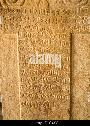 L'Inde, Rajasthan, Jaisalmer, Kuldhara village abandonné au désert du Thar, pierre sculptée Banque D'Images