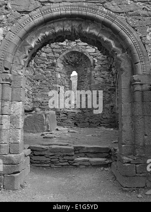 Arcading,nef Kilmalkedar Church,Péninsule de Dingle, Irlande Banque D'Images