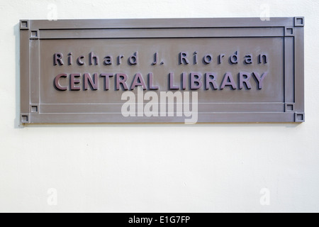 Los Angeles California,Downtown,Skyline,Los Angeles public Library,Richard J. Riordan Central Library,Goodhue bâtiment,1926 panneau,plaque,CA140331036 Banque D'Images