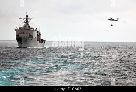 110317-N-ZS026-125 OCÉAN PACIFIQUE (17 mars 2011) Un MH-60 Seahawk attaché à l'englobement de l'Escadron d'hélicoptères de combat de la mer Banque D'Images