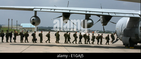 Les Marines américains affectés à l'aéronef maritime Group (MAG) 36, 1ère aile d'avion Marine (MAW), III Marine Expeditionary Force un conseil Banque D'Images