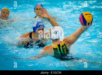 De l'action finale de water-polo dames Jour (Bronze et médaille d'Allumettes) à l'Jeux olympiques de Londres 2012 Banque D'Images