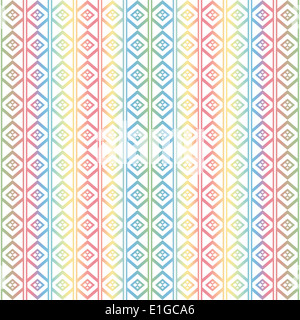 Motif géométrique coloré avec des diamants et des lignes verticales. Banque D'Images