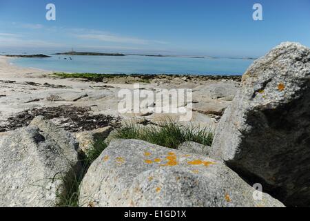 Les îles Glénan (Anglais : Îles des Glénan ou l'Archipel des Glénan, Breton : Inizi Glenan) sont un archipel situé au large des côtes françaises. Finistère, Bretagne, France, 28.mai 2014. Photo : Frank May/photo alliance Banque D'Images