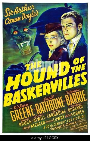 Hound of the Baskervilles avec Richard Green, Basil Rathbone et Wendy Barrie a été faite en 1939. Banque D'Images