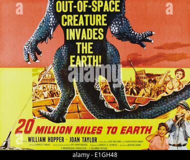 20 millions de kilomètres à terre un film américain de science-fiction 1957 avec William Hopper et Joan Taylor. Banque D'Images