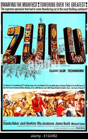 Zulu (1964) film de guerre historique britannique réalisé par Cy Endfield, co-produit par Endfield et Stanley Baker avec Joseph E. Levine comme producteur exécutif. La distribution comprend : Stanley Baker, 'présente' Michael Caine (dans son premier rôle principal) Banque D'Images