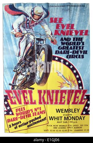 Un Evel Knievel daredevil 1971 motion photo avec George Hamilton. Banque D'Images