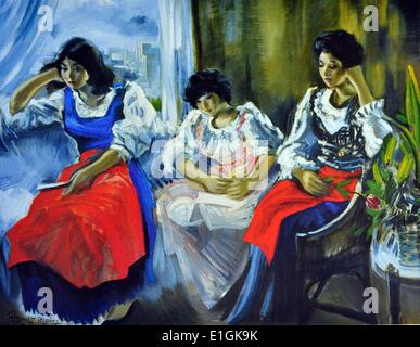 Alcuaz Federico Aguilar, huile sur toile, 'Tres Marias' (trois Marias) 1985 Banque D'Images