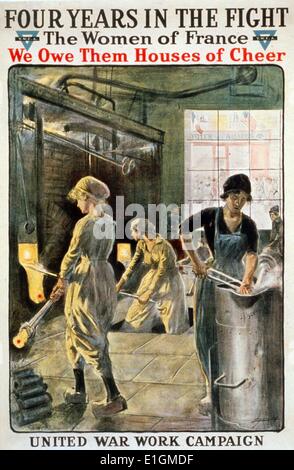 La propagande de la Première Guerre mondiale affiche représentant les femmes travaillant dans une usine de la promotion de l'industrie de la guerre Campagne. Créé par Lucien Jonas (1880-1947) en date du 1918 Banque D'Images
