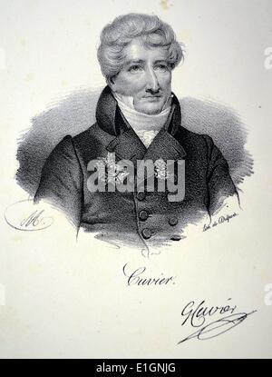 Georges Cuvier (1769-1832) zoologiste et naturaliste français. Étude de l'anatomie compartive établi, appuyé le catastrophisme en géologie. Lithographie, Pris, c1840. Banque D'Images