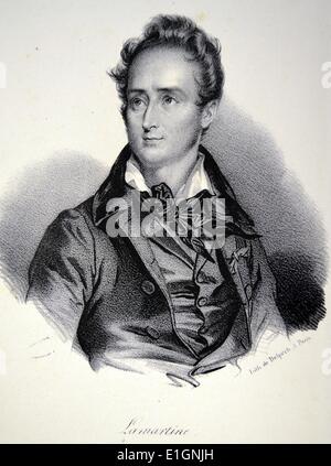 Alphonse Lamartine (1790-1869) homme politique français, écrivain et poète romantique. Lithographie, Paris, c1840. Banque D'Images