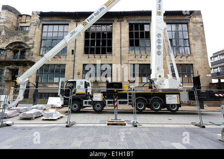 167 Renfrew Street, Glasgow, Écosse, Royaume-Uni, mercredi 4 juin 2014. Les travaux se poursuivent pour évaluer et réparer les dommages causés par un incendie à l'école d'art de Glasgow, dans le centre-ville de Glasgow Banque D'Images