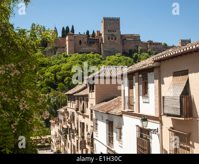 Cuesta de la Victoria dans le quartier Albaicin, Grenade, Espagne Voir plus à l'Alhambra Banque D'Images