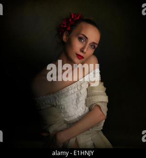 Retro Vintage style - jeune femme à l'époque médiévale vêtements Banque D'Images