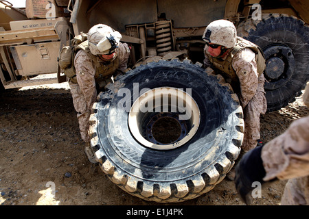 Les Marines américains avec Rolling Thunder 1, les transports, la Compagnie de soutien logistique de combat 2 Régiment de Marines de l'aide avec le 3e Batt Banque D'Images