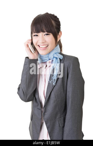 Asian Business Woman talking on cell phone Banque D'Images