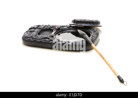 Inkstone de brosse et de l'écriture Banque D'Images