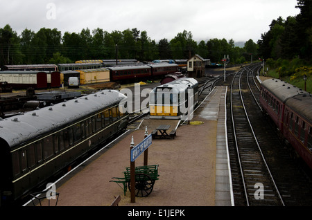 Boat of Garten Station sur le chemin de fer Strathspey dans les Highlands écossais. Banque D'Images