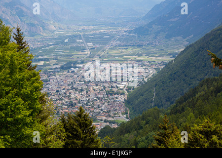 Vue aérienne sur Martigny en Valais, Suisse Banque D'Images