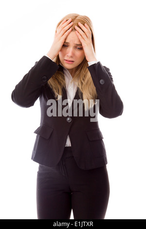 Businesswoman qui crie dans la douleur Banque D'Images