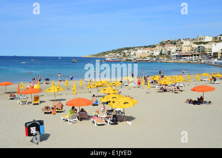 Plage de Mellieħa, Mellieħa (il-Mellieħa), District Nord, Malte Majjistral Région, République de Malte Banque D'Images