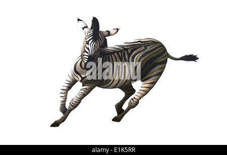 L'oeuvre d'un ordinateur (Equus zebra galopante sp.) Les Zèbres sont des chevaux sauvages qui peuplent les savanes d'Afrique et d'y faire paître Banque D'Images