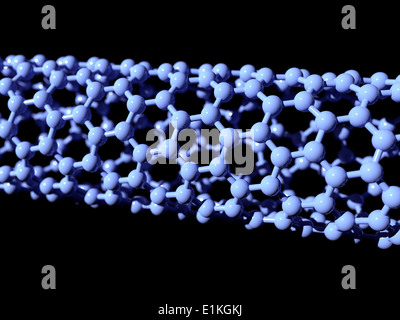 Ordinateur de nanotubes de carbone d'art d'un nanotube de carbone aussi connu comme une buckytube montrant la structure hexagonale des atomes de carbone Banque D'Images