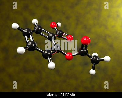 Molécule de l'aspirine de l'oeuvre de l'ordinateur montrant la structure d'une molécule de l'aspirine (acide acétylsalicylique) atomes sont représentés Banque D'Images