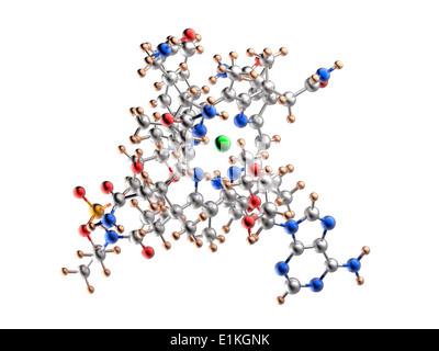 Modèle moléculaire de la vitamine B12 La vitamine B12 (cobalamine) est un élément nutritif essentiel que les humains sont incapables de produire et de nécessité de Banque D'Images