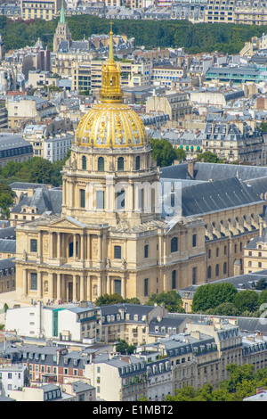 Vue aérienne des Invalides prises de la Tour Montparnasse Banque D'Images