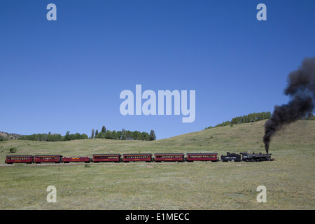 USA, Nouveau Mexique et du Colorado, Cumbres & Toltec Scenic Railroad, monument historique, étroite langue, locomotive à vapeur Banque D'Images