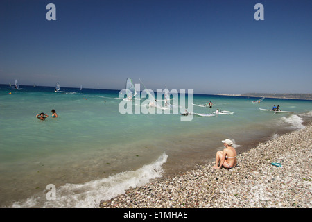 Sports d'eau en Grèce, l'île de Rhodes, Grèce, la baie d'Ixia Banque D'Images