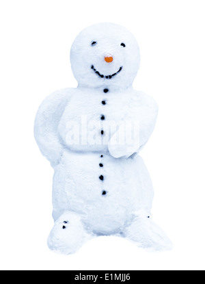 Le Snowman isolé sur fond blanc. Banque D'Images