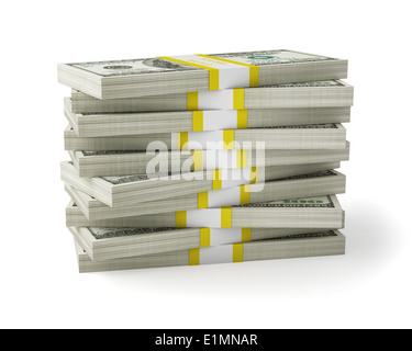 Billets en dollars US de l'argent blanc sur la pile Banque D'Images
